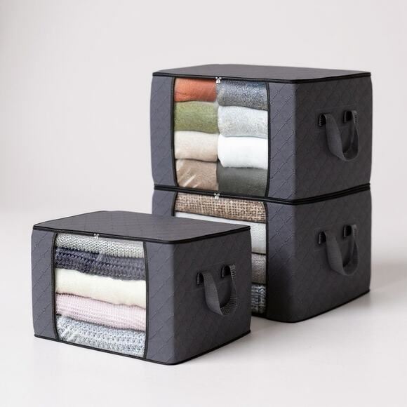 Fab Totes 3-Pack Foldable Clothes Storage Bags 18.5” X 9” X 14” 38.2 Liters Each - Picture 1 of 5